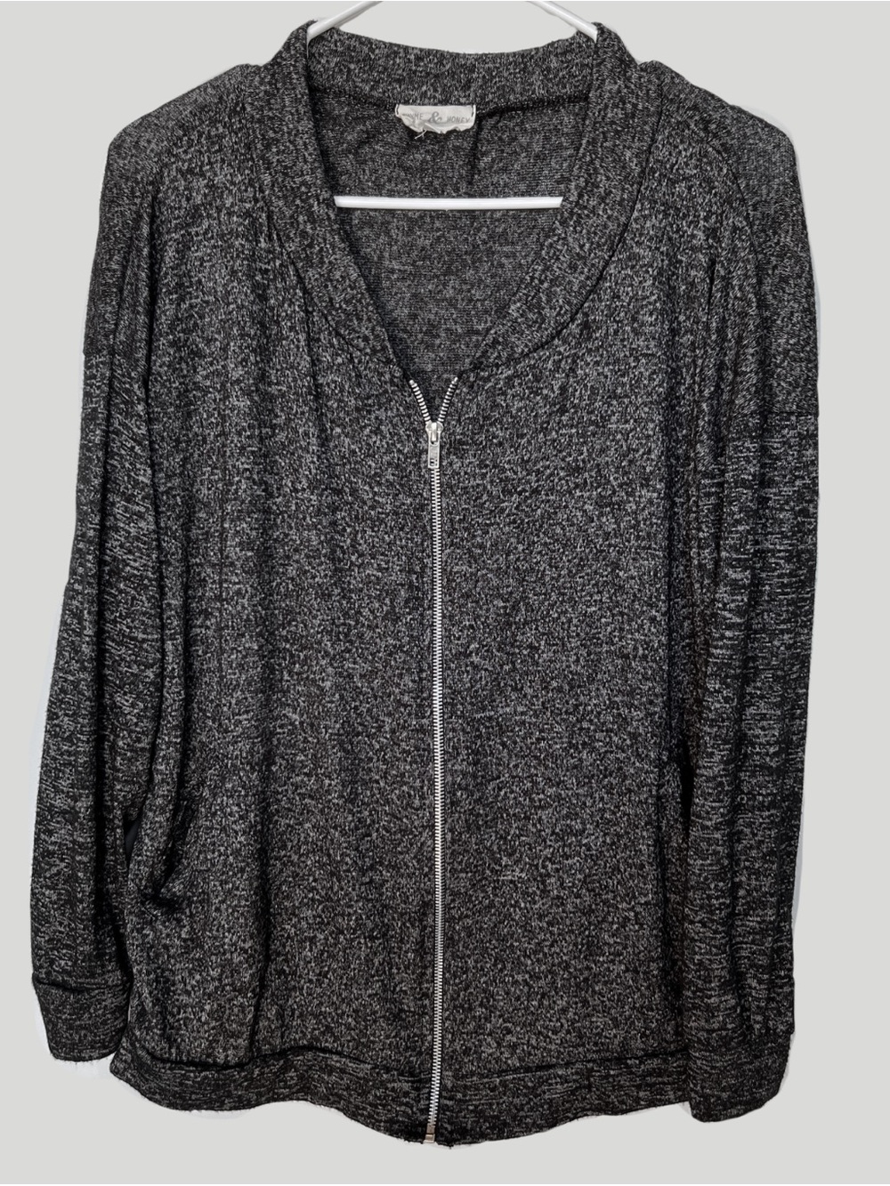 Thyme & Honey Gray Marled Zip Up Lightweight Cardigan Jacket Women’s L